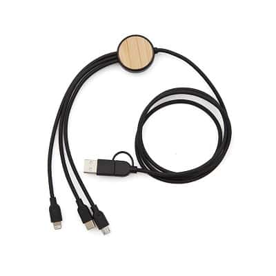 cable 3 en 1 bamboo | loguideas merchandising Cable 3 en 1 Bamboo