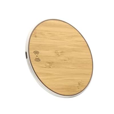 cargador inalámbrico de bambú 15w con logo | loguideas merchandising Cargador Inalámbrico de Bambú 15W con logo