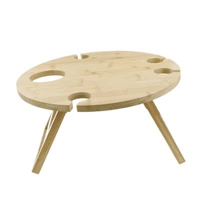 mesa de vino portátil de bambú | loguideas merchandising Mesa de Vino Portátil de Bambú