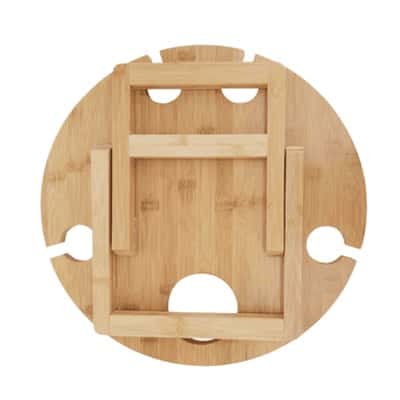 mesa de vino portátil de bambú con logo | loguideas merchandising Mesa de Vino Portátil de Bambú con logo